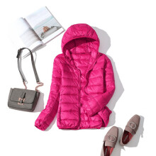 (xxL-roze rood met capuchon) 90% ultralichte plus size dunne donsjas voor dames 2025 herfst winter slim