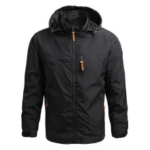 (Europäische Größe M-Schwarz) Windbreaker Herren Taktische Jacke Wasserdicht Outdoor Kapuzenmantel Sport