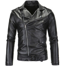 (XXL-Negro) Abrigo de cuero para hombre, estilo casual, primavera/otoño 2025, afelpado, nuevo, elegante,