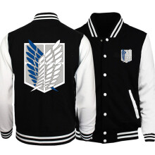 (xL-Svart Vit) Attack on Titan Basebolluniform Anime Sportkläder För Herrar Lösa Överdimensionerade