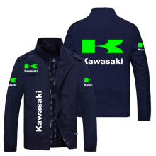 (5XL - Azul marino) Chaqueta retro de poliéster Kawasaki para hombre, estilo casual, primavera/otoño