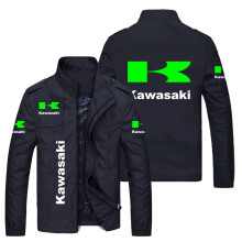 (xxxL-Svart) 2025 Vår- och höstjacka för män, casual, Kawasaki, laddningskläder, polyesterjacka, retro