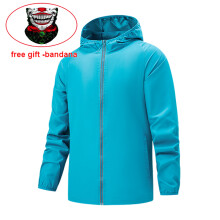 (5xL-himmelblau) S-7XL Wandern Windjacke Camping Wasserdichte Jacke Reflektierender Mantel Sonnenschutz