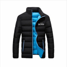 (M-Zwart Blauw) Dikke Heren Nieuwe Warme Parka Jassen Winter Casual Heren Buitenkleding Jassen Effen