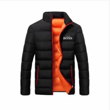 (xxL-Svart orange) Tjocka Herr Nya Varma Parkasjackor Vinter Casual Herr Ytterkläder Enfärgad Standkrage