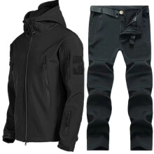 (XL - Noir, lot de 2) Veste tactique, combinaison d'hiver imperméable et coupe-vent, vêtements militaires