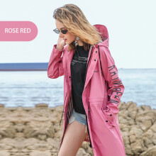 (xL-W-ROSE RED)Rainfreem Breathable Men Raincoat Women Waterproof Jacket Moisture Permeability Poncho