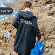 (L-M-DARK GREY)Rainfreem Breathable Men Raincoat Women Waterproof Jacket Moisture Permeability Poncho