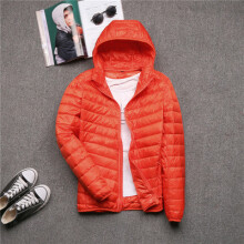 (6xL-Orange) Herren Winter Entendaunenmantel Ultraleichte flauschige Daunenjacke mit Kapuze für Männer