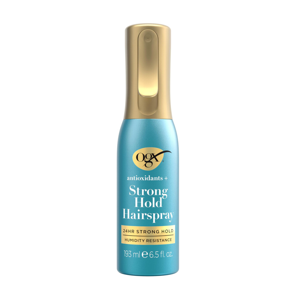 Photos - Hair Styling Product OGX Antioxidants + Strong Hold Hairspray Anti Humidity Hairspray for 24 Hour Hold & Protection for Your Style Hair Spray in 