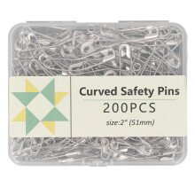 200pk Ni Plated Curved Pins Sewing