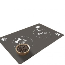 Pet Feeding Mat, Quick-Drying Dog and Cat Bowl Mat, Non-Slip, Dirt-Resistant, Easy-Clean, White Floor Protector
