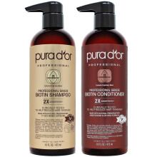 PURA D'OR Clinically Formulated Biotin Shampoo & Conditioner For Hair Thinning - 2X Concentrated Proprietary Herbal Blend Thickening Products For Wome