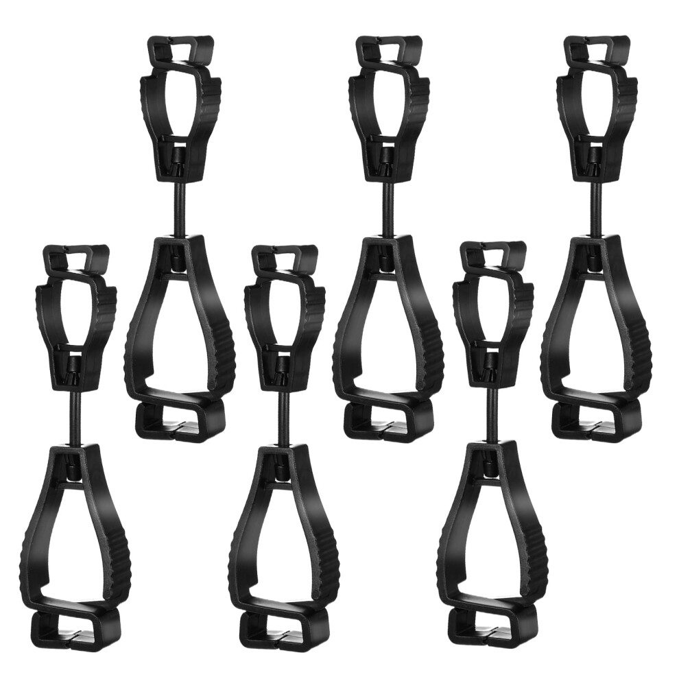 Pack Of 6 Black Double Head Gloves Clips Holder For Work, Construction, Camping, And Outdoor Activities Belt Clip Accessories 6482260357294