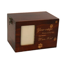 Pet Dog Ash Urns, Personalized Wooden Cremation Urns for Dogs and Cats with Photo Frame, Black Memorial Keepsake
