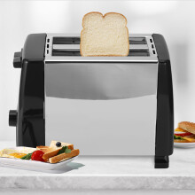 Schwarz 650-850W 2-Scheiben-Toaster, 6 Gänge, Kompakt 21cm