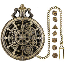 Sleek Cube Pocket Watch Dice Set, Portable Gold Entertainment Dice for Tabletop RPG Games, Sturdy Role Playing Game Dices
