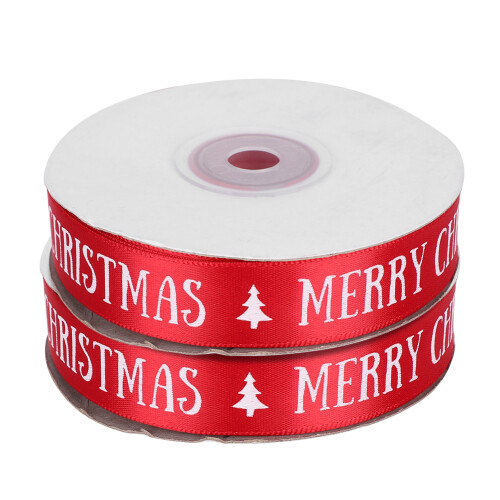 2 Rolls Satin Polyester Ribbon for Holiday Gift Wrap Webbing 10mm Wide 1