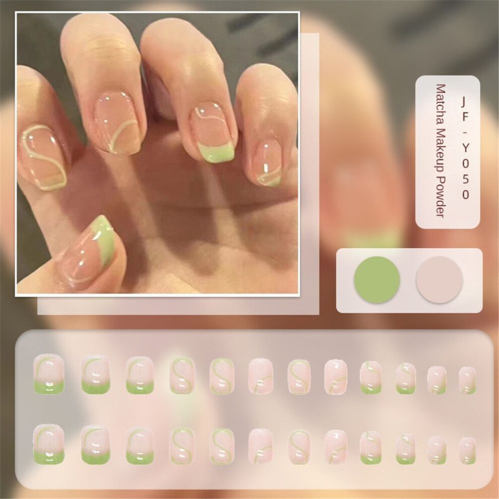 (Type#1) No-label Nail Patch Wearable Nail Red Nail Patch Short Square Cat Eye Whitening