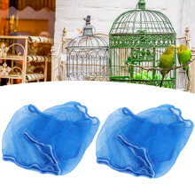 Two Bird Cage Covers Polyester Mesh Seed Catcher Universal for Parrots Blue S