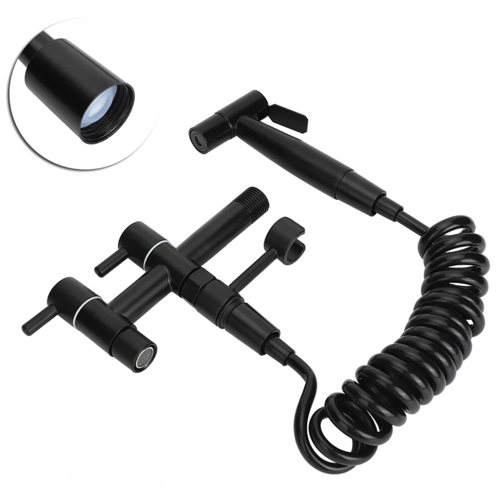 G1/2In Stainless Steel Mop Pool Faucet Black, Modern 2-Outlet Tap 9431346233318
