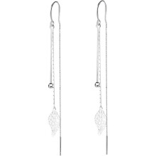 Tassel Tea Tassel Leaves Ear Thread Long Earrings Long Leaf Tassel Earrings Silver Leaf Hook Earrings Real Earrings