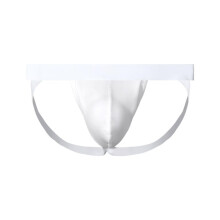 Men's Low Waist U Convex Thong Underwear Breathable Elastic G String Jockstrap in White Size L