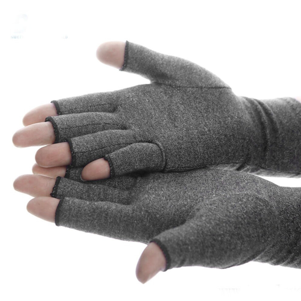 Grey Compression Arthritis Gloves Fingerless Hand Therapy For Men And Women In Size L For Pain Relief And Increased Circulation