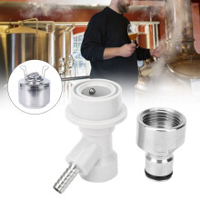 Gas-Carbonations-Kappenballverschluss-Adapter für die Heimbrauversion, ABS+304 Edelstahl, Weiß & Silber