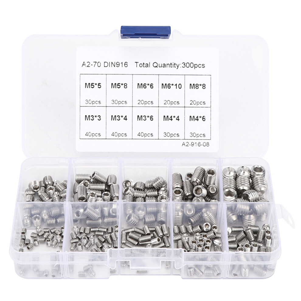 300pcs M3 M4 M5 M6 M8 Set Screw 304 Stainless