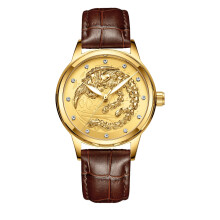 (Brown skin - all gold - gold surface, Female style) Non-mechanical watches, women's watches, waterproof luminous watches, quartz dragon watches, fashionable couple watches