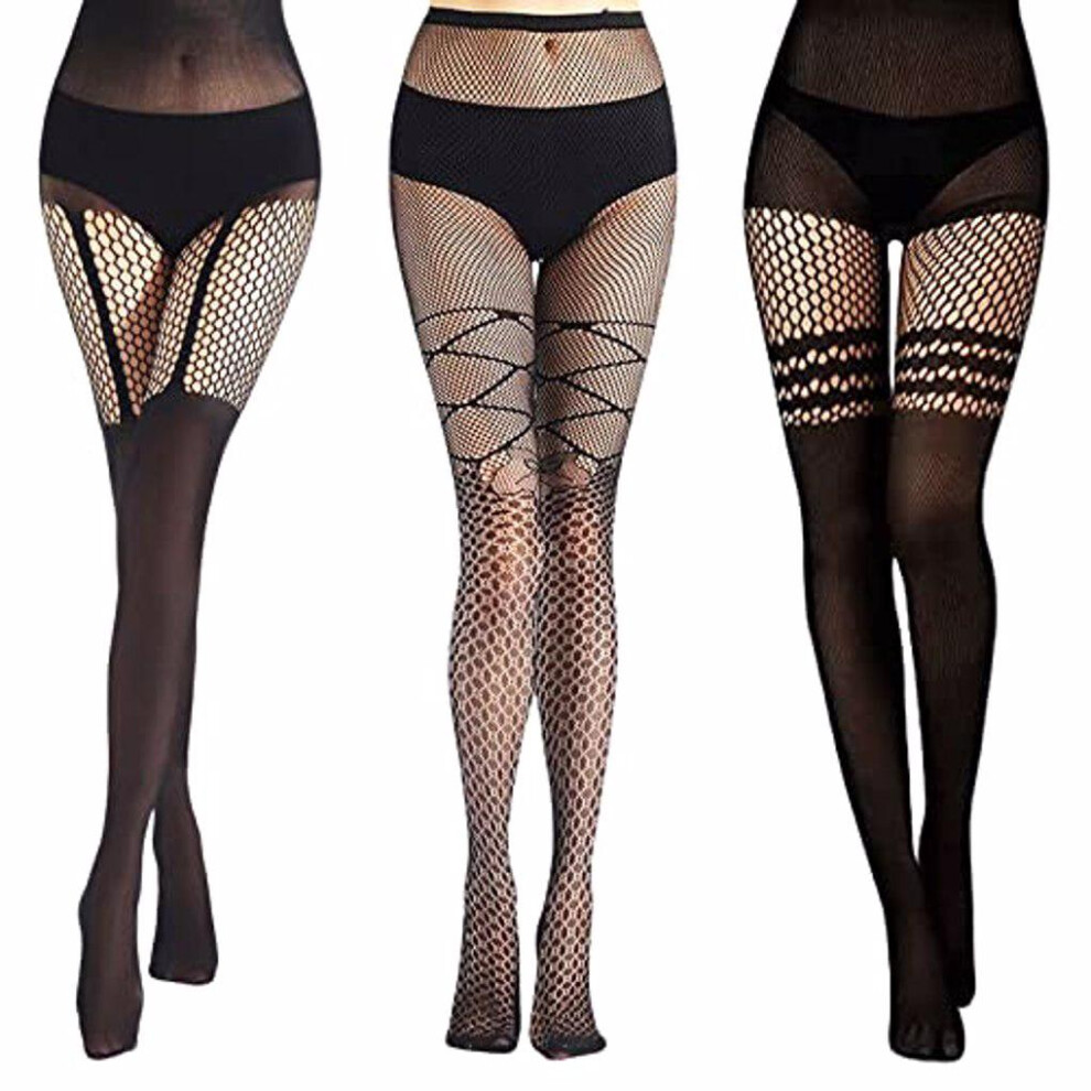 3pcs Stockings Fishnet Wear-resistance Tights Shiny Pantyhose Romantic