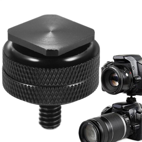 Flash Shoe Mount Adapter for 1/4 Action Camera – Double Screw, Compatible with Tripods, Robust Shoe Mount
