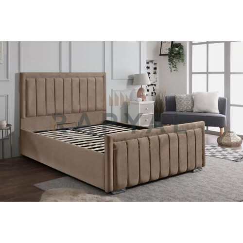 (Single, Beige) Rio Vegas Velvet Bedframe with Optional Storage