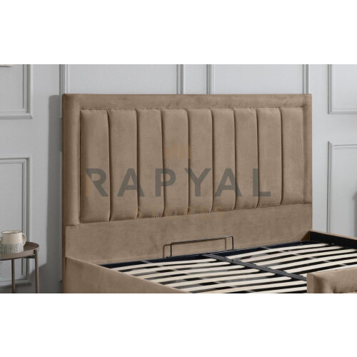 (Single, Beige) Rio Vegas Velvet Bedframe with Optional Storage 2