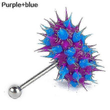 (Purple-Blue) Unisex Cool Punk Hammer Shape Vibrating Tongue Bar Stud Body Piercing Jewelry