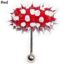 (Red) Unisex Cool Punk Hammer Shape Vibrating Tongue Bar Stud Body Piercing Jewelry