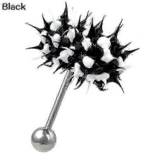 (Black) Unisex Cool Punk Hammer Shape Vibrating Tongue Bar Stud Body Piercing Jewelry