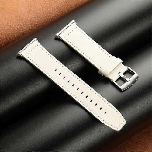 (White) For Honor Watch 5 Genuine Cow Leather Watchband Replacement Adjustable Strap - White