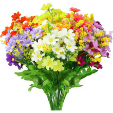 (Purple 12PSC) 12 Bundles Artificial Silk Daisy Flowers,for Outdoor and Indoor, Decorative Artificial Flowers in Vase, Faux Plastic UV Resistant Flowers