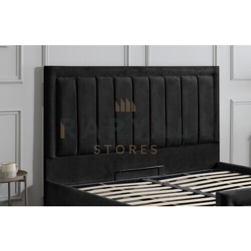 (Single, Black) Rio Vegas Velvet Bedframe with Optional Storage 2