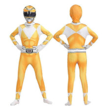 (150,Yellow)Mighty Morphin Power Rangers Cosplay Costume Jumpsuit Bodysuit Party Fancy Dress Set for Men Women