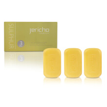 Jericho All Natural Sulphur Soap Bar with Dead Sea Minerals | French Milled & Vegan | For Acne & Oily Skin | 3 Pack of Sulfur Bar 4.4 Oz Each