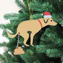 Dog Pooping Christmas Tree Ornament Dog Pooping Ornaments Wooden Hanging Ornament Gifts Xmas Holiday Best Gift for Dog Lover