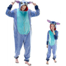 (105cm,BlueStitch)Snug Fit Unisex Adult Onesie Pajamas, Flannel Cosplay Animal One Piece Halloween Costume Sleepwear Homewear.V7