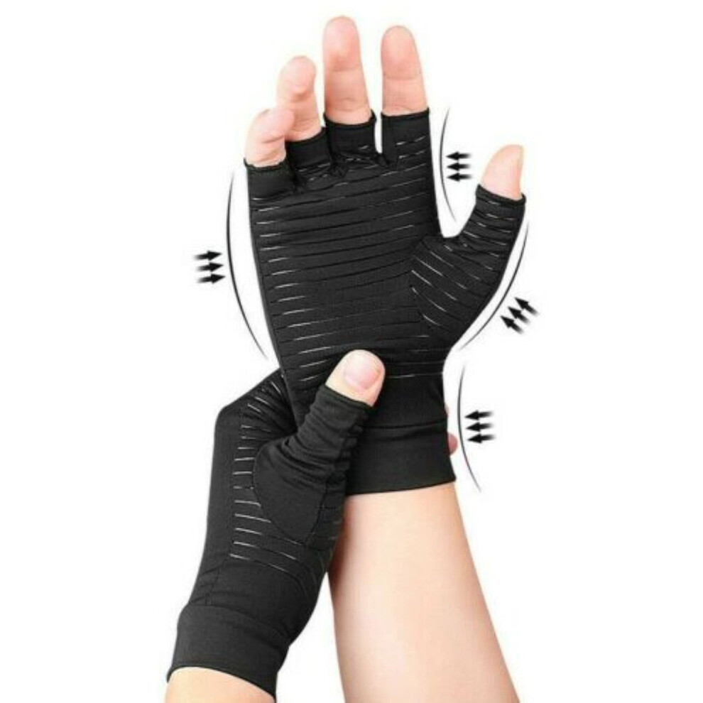 Copper Compression Gloves for Arthritis Relief, Fingerless Design, XL Size, Joint Support, Breathable Material