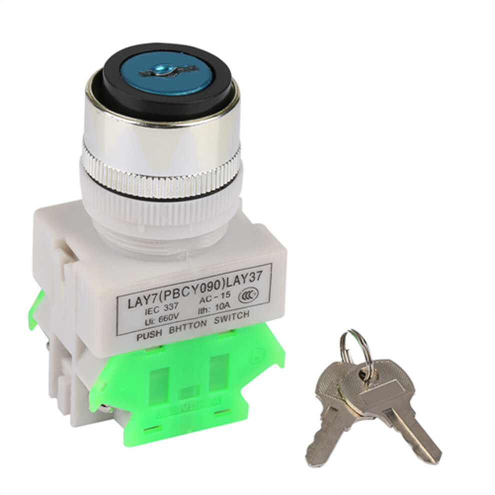 3 Position Key Operated Rotary Switch 2 Keys 22mm