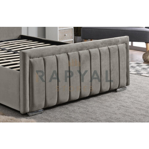 (Small Single, Silver) Rio Vegas Velvet Bedframe with Optional Storage 2