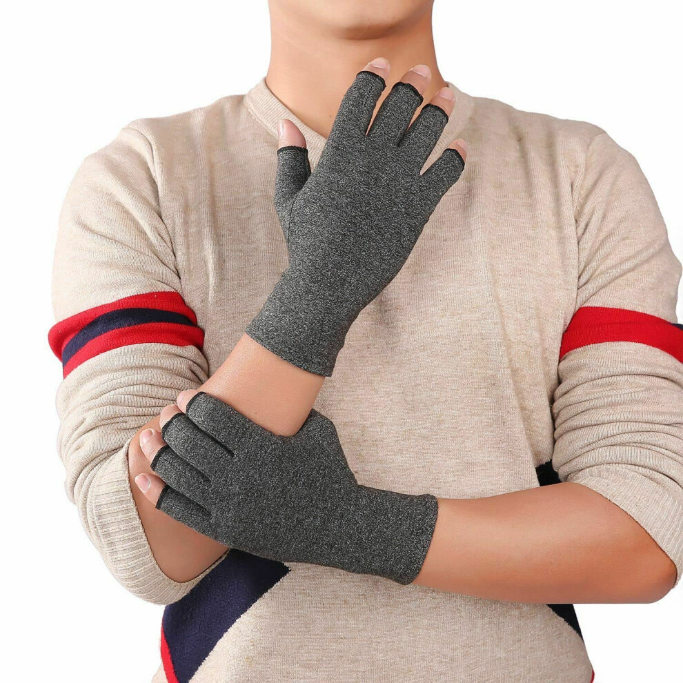 Compression Gloves for Arthritis Relief - Fingerless Joint Hand Support, Medium Size, Breathable Material