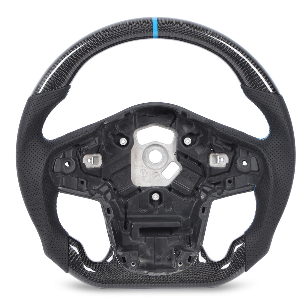 Carbon Fiber Steering Wheel Perforated Leather Blue 8320539758053